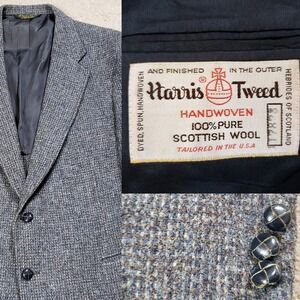 Harris Tweed Sport Coat Mens 46R Gray Fleck Blazer Jacket Anderson Little